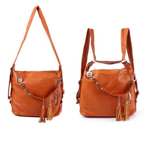 Women Retro Tassel Chain Shoulder Bags Casual Backpack Shoulder Bags