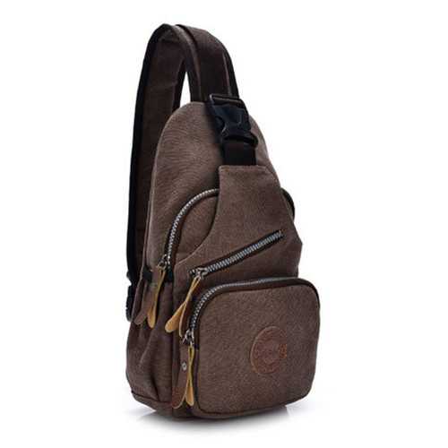 Women Men Canvas Sports Chest Bags Retro Shoulder Bags Outdoor Travel Bags