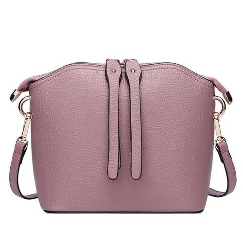Women Vintage Shell shape Cowhide Casual Crossbody Bag