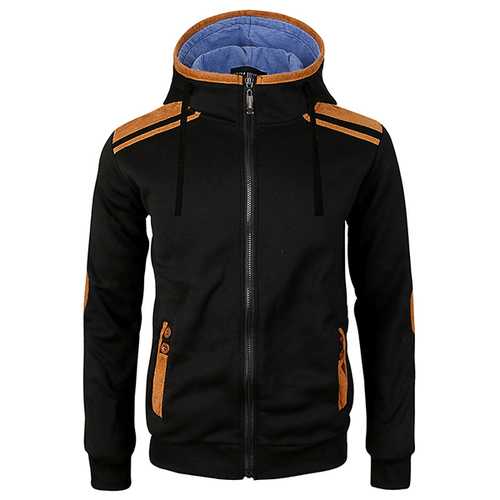 Casual Zipper Deerskin Stitching Sport Hoodies