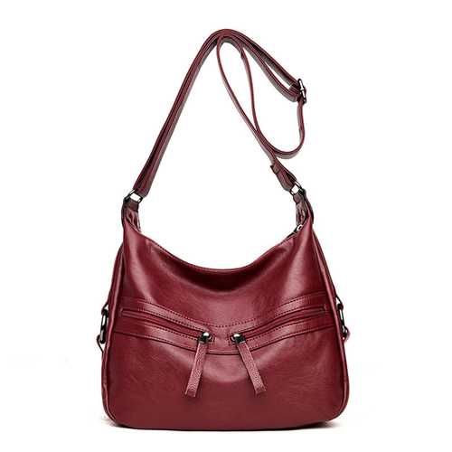 Women 2 Front Pockets PU Leather IPAD MINI Crossbody Bag