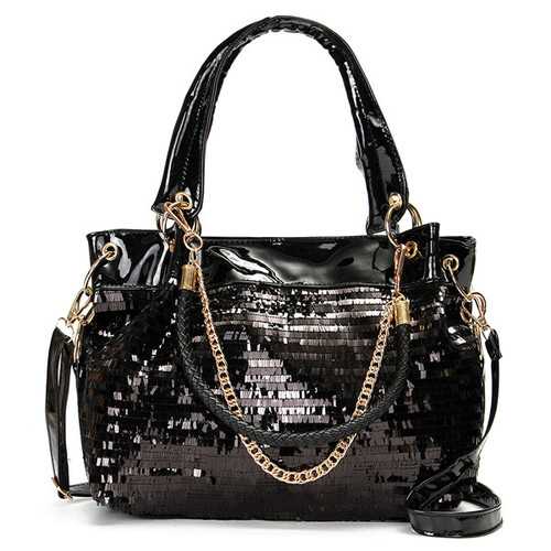Women Luxury Paillette Patent Leather Handbag Casual Large Crossbody Shoulder Bag