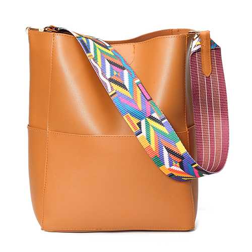 Women Casual PU Handbag Durable Colorful Two Straps Crossbody Bag Shoulder Bag