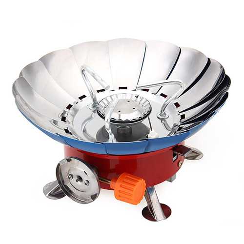 Portable Lotus Shape Windproof Camping Gas Stove Mini Outdoor BBQ Grill Stove Backpack Picnic Burner