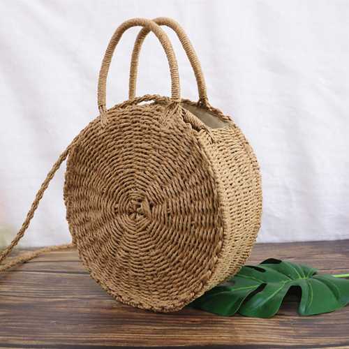 Round Rattan Straw Bohemia Style Beach Circle Beach Bags