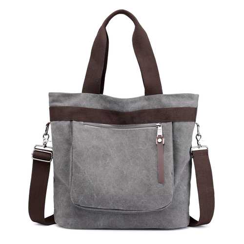 KVKY Front Pockets Canvas Handbags Vintage Shoulder Bags