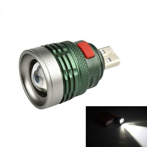 XANES 2401A XPE 120Lumens 3Modes USB Rechargeable Portable Zoomable USB Light LED Flashlight Head