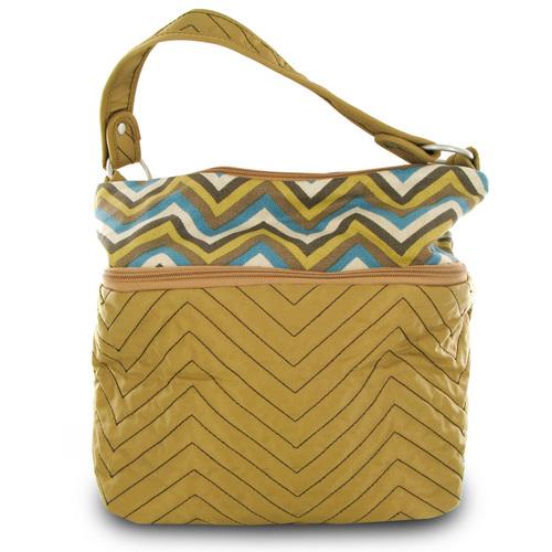 Travelon Quilted Nylon Zip-Top Train Case - Tan/Zig Zag Pattern