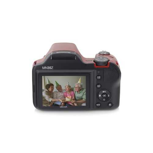 Minolta MN35Z-R 20.0-Megapixel 1080p Full HD Wi-Fi MN35Z Bridge Camera with 35x Zoom (Red)